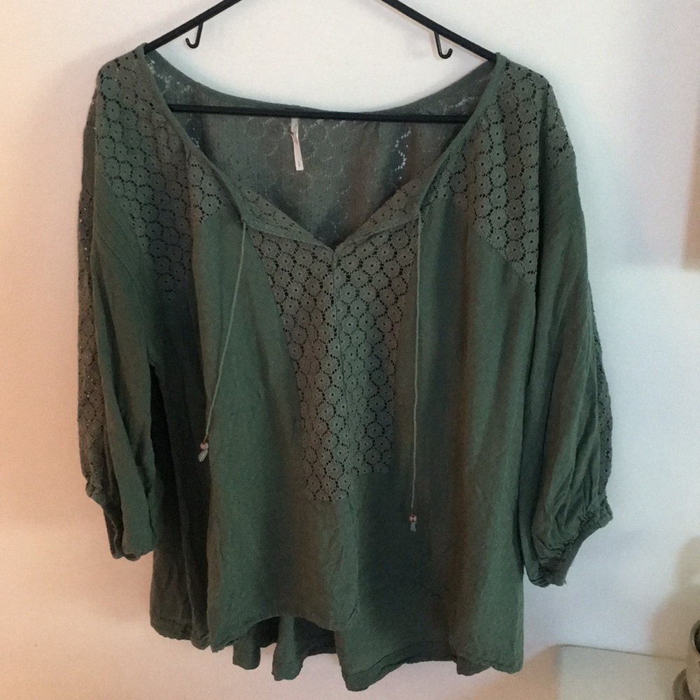 Free People Sage Green Blouse - Picture 4 of 5